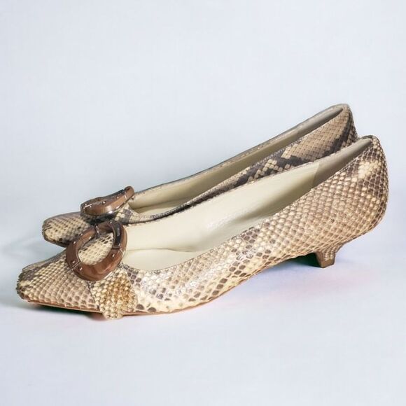 Prada Python Buckle Logo Kitten Heels - Picture 1 of 8